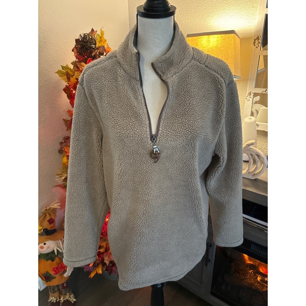 True Grit women's small fleece Sherpa sweater tan